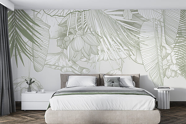 Zarte Linienkunst der tropischen Flora Zarte Linienkunst der tropischen Flora