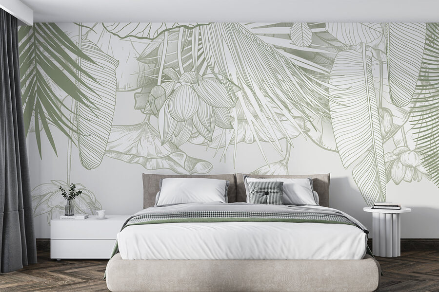 Zarte Linienkunst der tropischen Flora Zarte Linienkunst der tropischen Flora