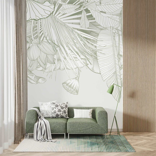 Zarte Linienkunst der tropischen Flora Zarte Linienkunst der tropischen Flora