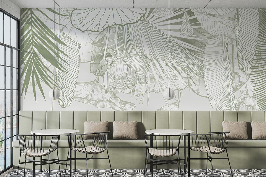 Zarte Linienkunst der tropischen Flora Zarte Linienkunst der tropischen Flora