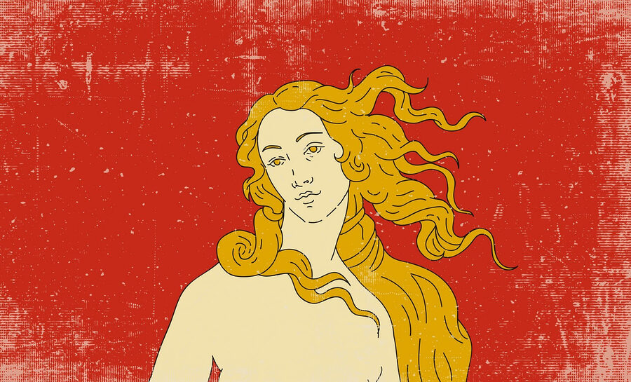 Zeichnung eines Mannes mit langen Haaren