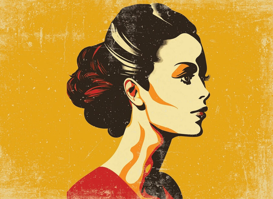 Frau mit Haarknoten