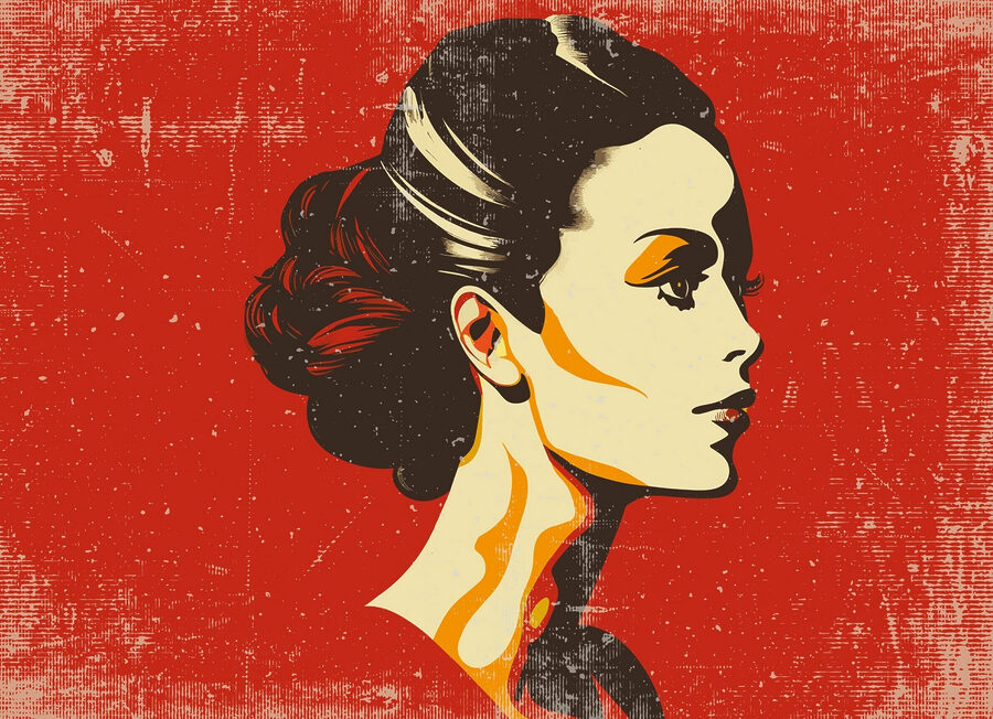 Frau mit Haarknoten