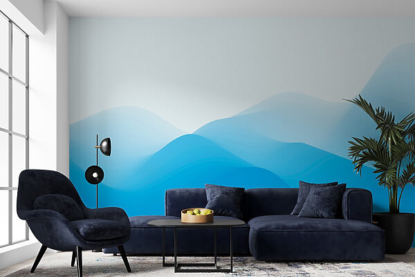 Blaue und weiße Wellenlinien Blaue und weiße Wellenlinien