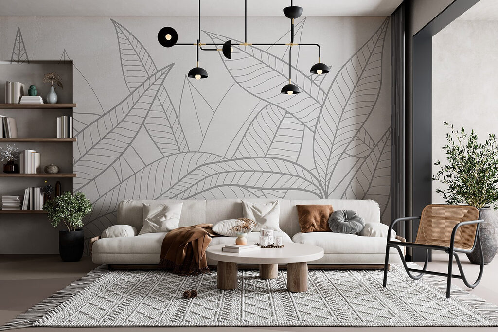 Line drawing of leaves