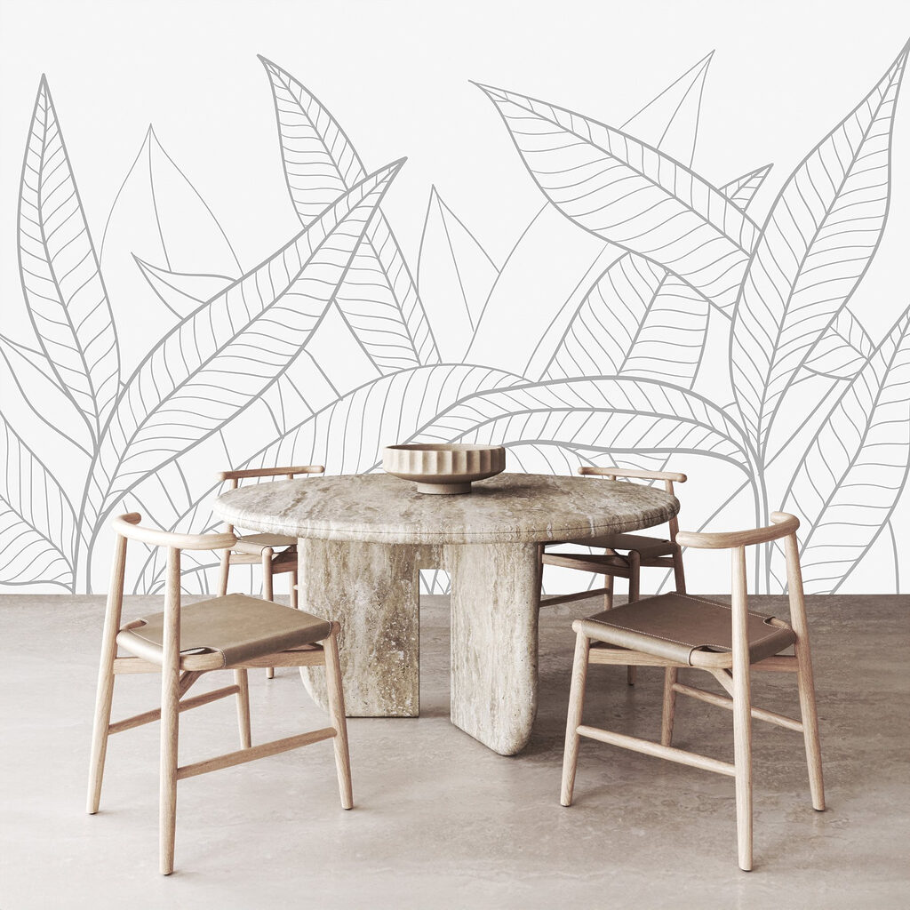 Line drawing of leaves