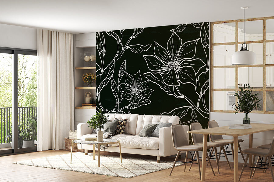 Schwarz-weißes florales Muster