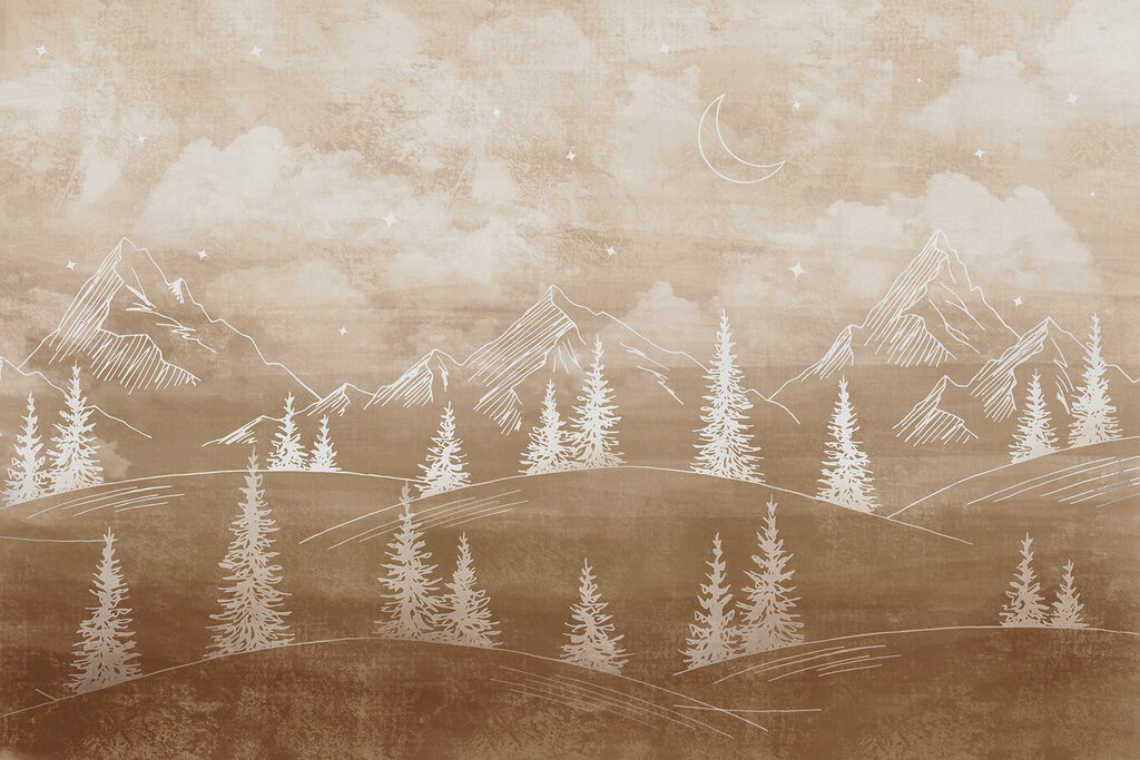 Landschaft mit Bäumen und Bergen Landschaft mit Bäumen und Bergen