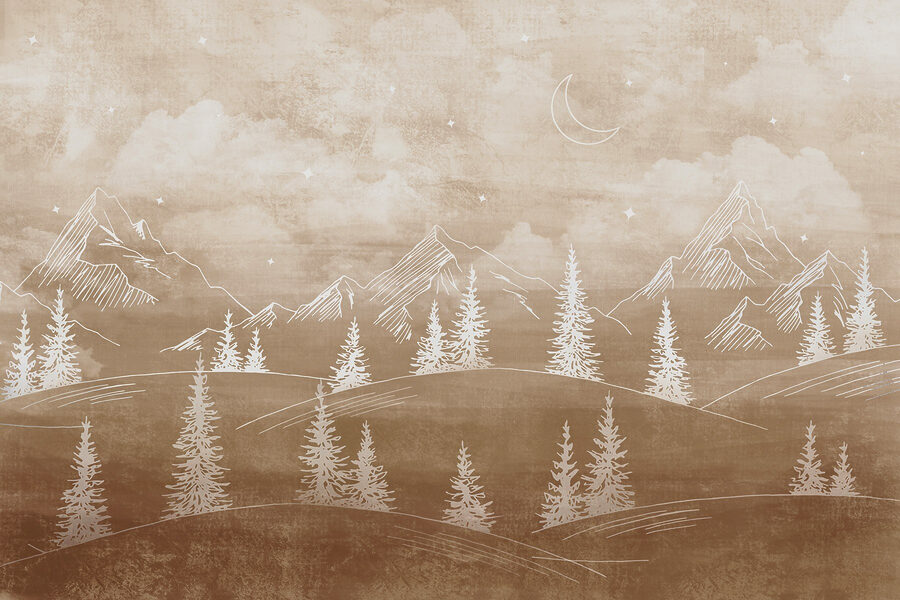 Landschaft mit Bäumen und Bergen