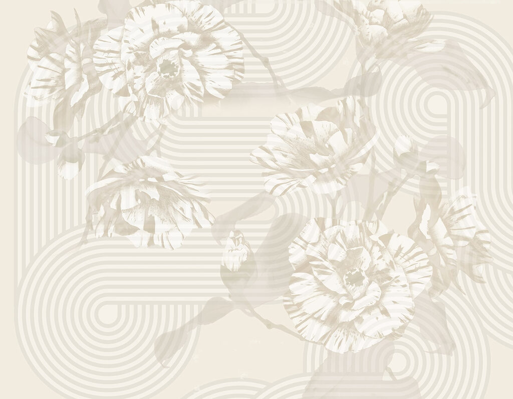 Gedämpfte Blumen mit verspielten Mustern. Gedämpfte Blumen mit verspielten Mustern.