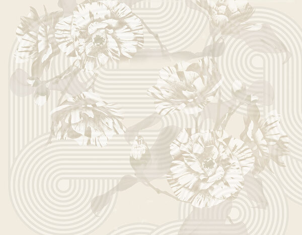 Gedämpfte Blumen mit verspielten Mustern. Gedämpfte Blumen mit verspielten Mustern.