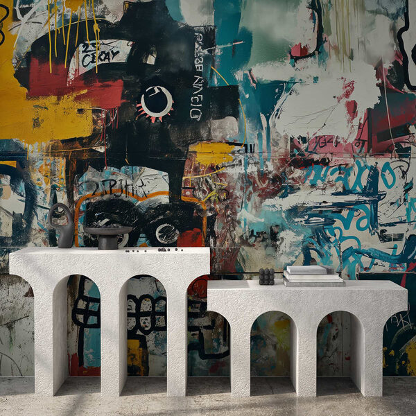 Wand mit Graffiti darauf Wand mit Graffiti darauf