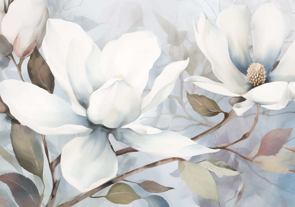 Malerei von weißen Blumen Malerei von weißen Blumen