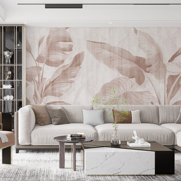 Soft tropical leaves on a muted background