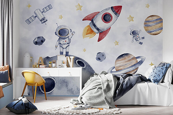 Watercolor of space objects