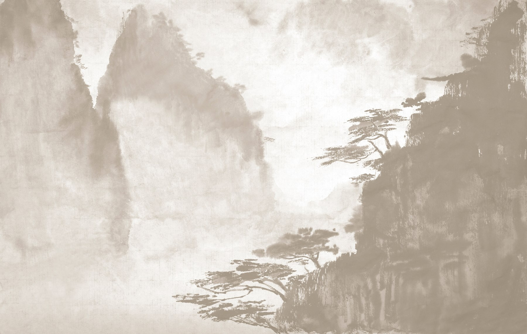 Painting of trees and mountains