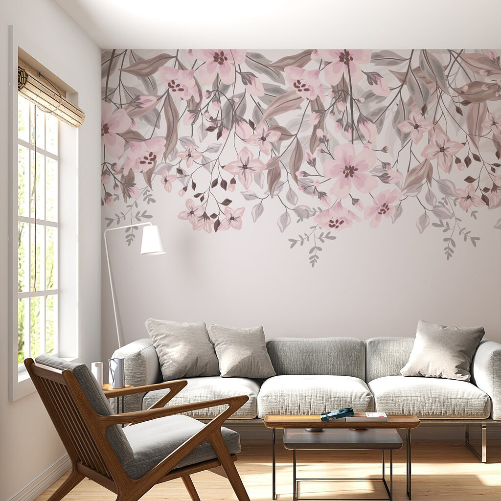 Pink flowers and leaves