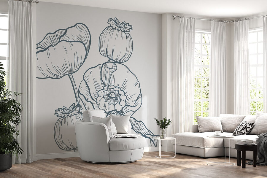 Zeichnung von Blumen und Knospen Zeichnung von Blumen und Knospen