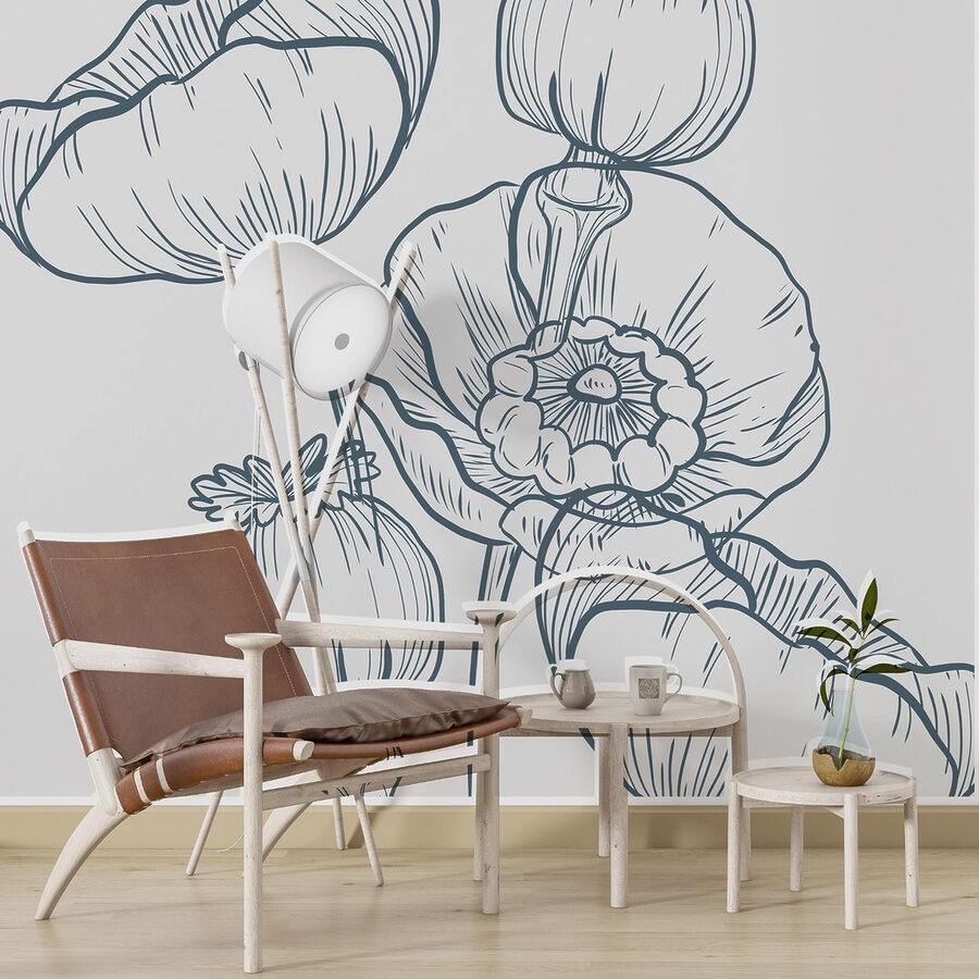 Zeichnung von Blumen und Knospen Zeichnung von Blumen und Knospen