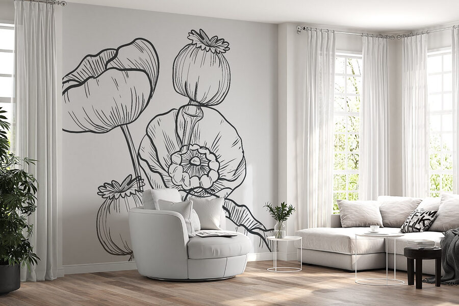 Zeichnung von Blumen auf einem weißen Hintergrund