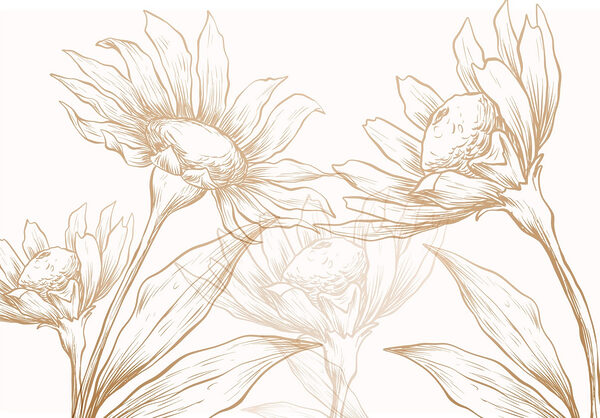 Zeichnung von Blumen und Blättern Zeichnung von Blumen und Blättern