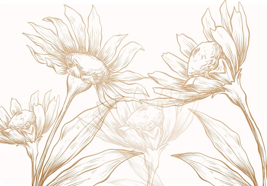 Zeichnung von Blumen und Blättern