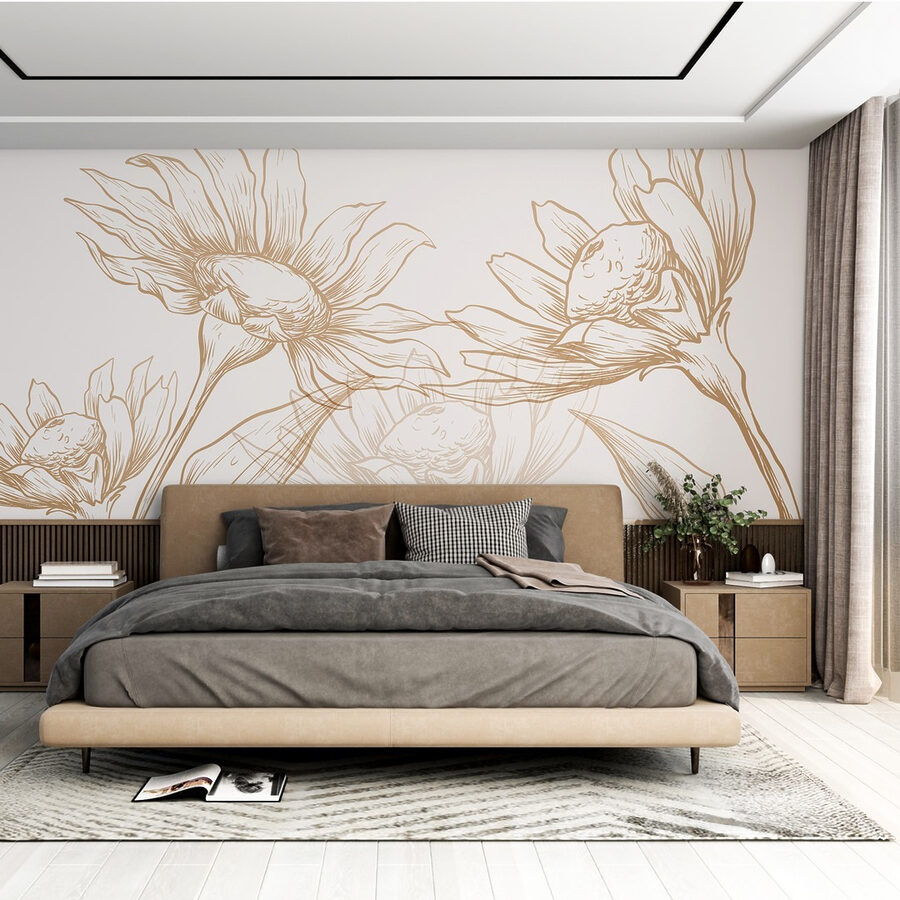 Zeichnung von Blumen und Blättern