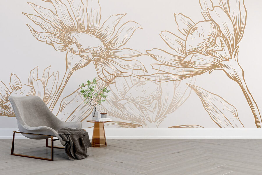 Zeichnung von Blumen und Blättern