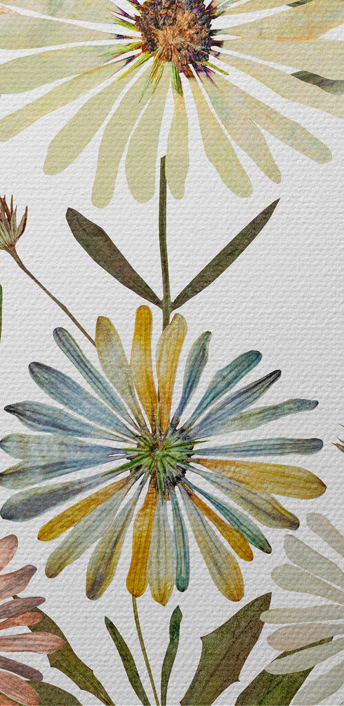 Group of flowers with leaves