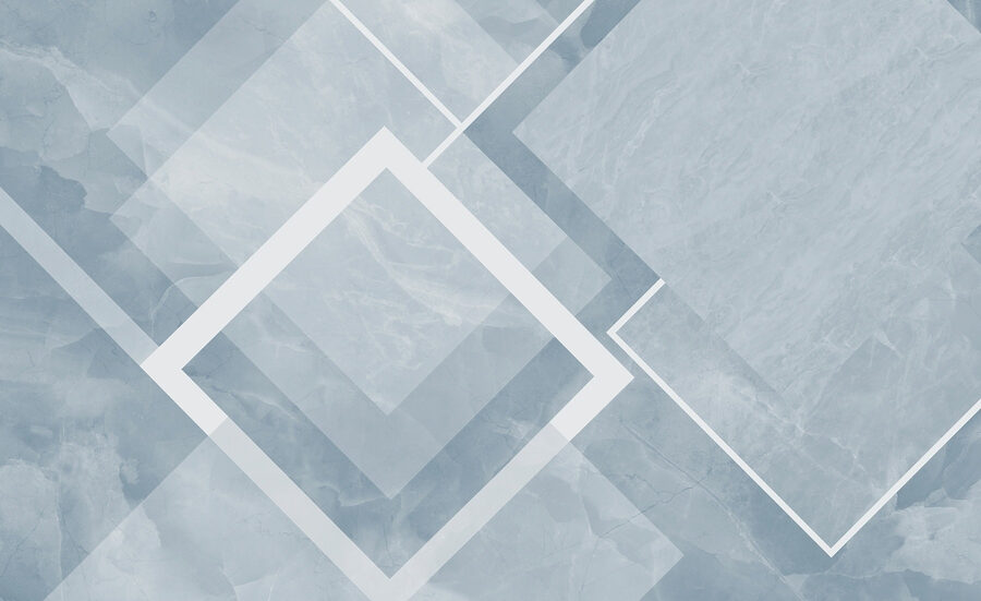 Blauer und weißer Hintergrund mit weißen Quadraten und Linien