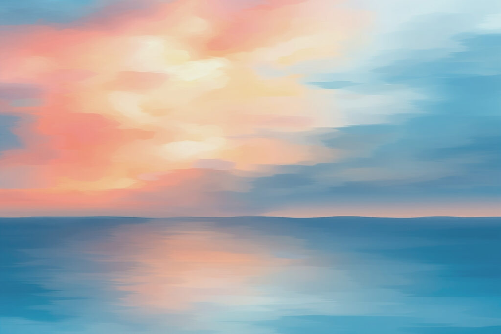 Blauer und rosa Himmel über Wasser Blauer und rosa Himmel über Wasser