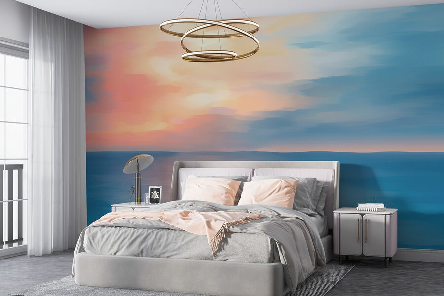 Blauer und rosa Himmel über Wasser Blauer und rosa Himmel über Wasser