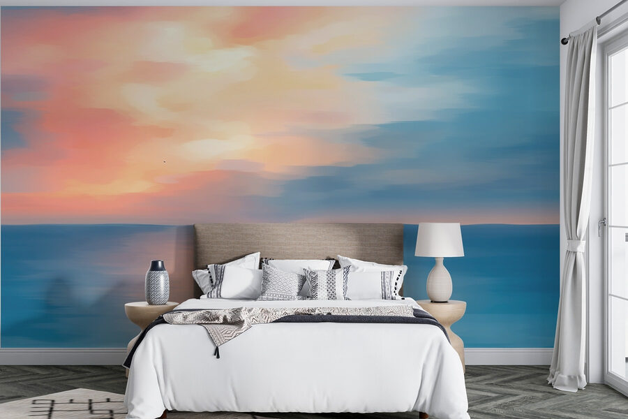 Blauer und rosa Himmel über Wasser Blauer und rosa Himmel über Wasser