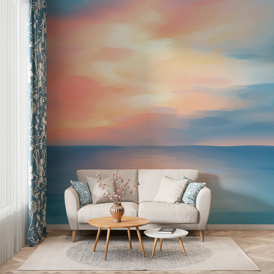 Blauer und rosa Himmel über Wasser Blauer und rosa Himmel über Wasser