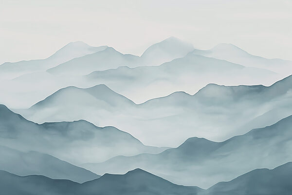 Foggy mountain range