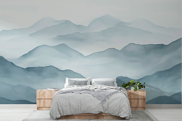 Foggy mountain range