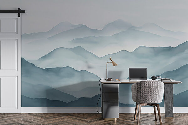 Foggy mountain range