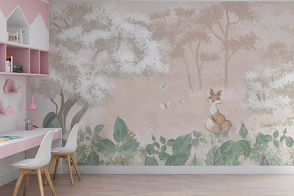Fuchs und Schmetterlinge in einem Wald Fuchs und Schmetterlinge in einem Wald
