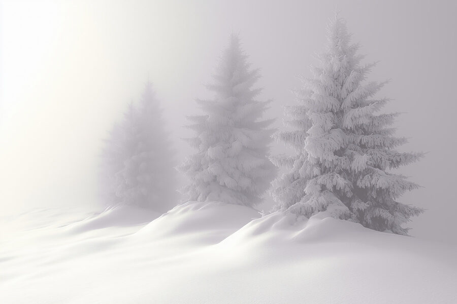 Schneebedeckte Baumgruppe