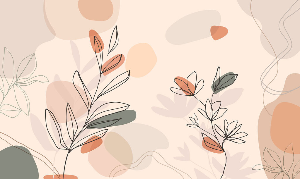 Zeichnung von Blättern und Blumen Zeichnung von Blättern und Blumen