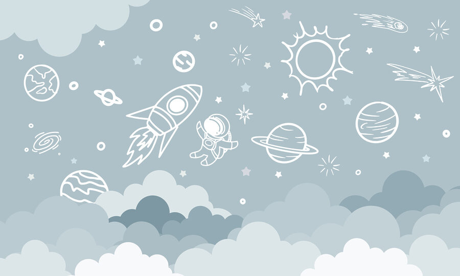 Weltraumszene mit Wolken und Sternen