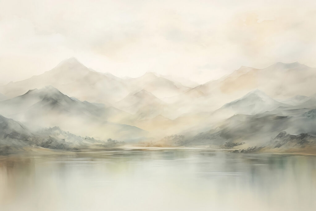Wasser und Berge in der Ferne Wasser und Berge in der Ferne
