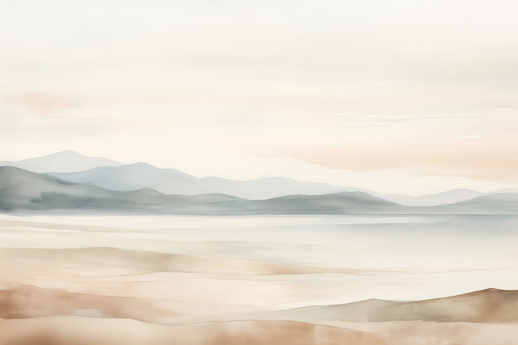 Landschaft mit Hügeln und Nebel Landschaft mit Hügeln und Nebel