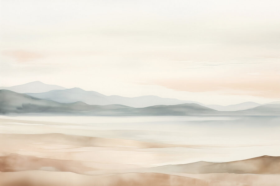 Landschaft mit Hügeln und Nebel