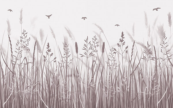 Grasfeld mit fliegenden Vögeln Grasfeld mit fliegenden Vögeln