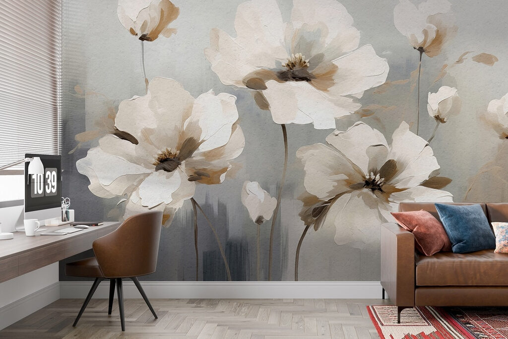 Painting of white flowers