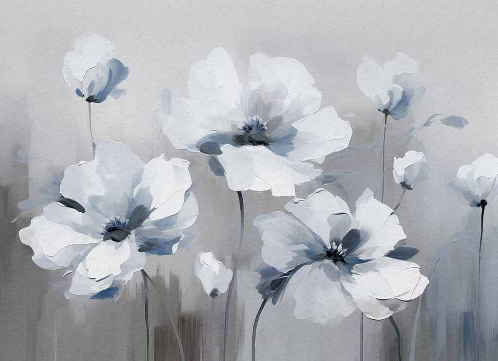 Malerei von weißen Blumen Malerei von weißen Blumen