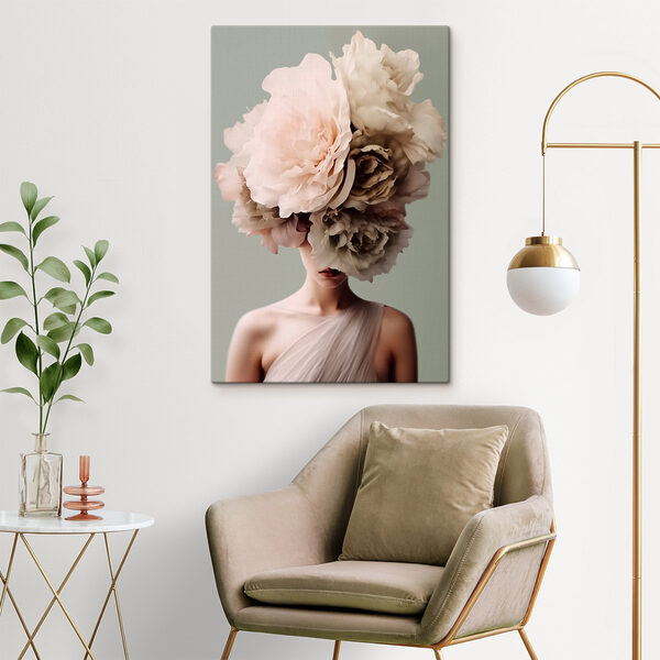 Frau mit Blumen auf dem Kopf Frau mit Blumen auf dem Kopf