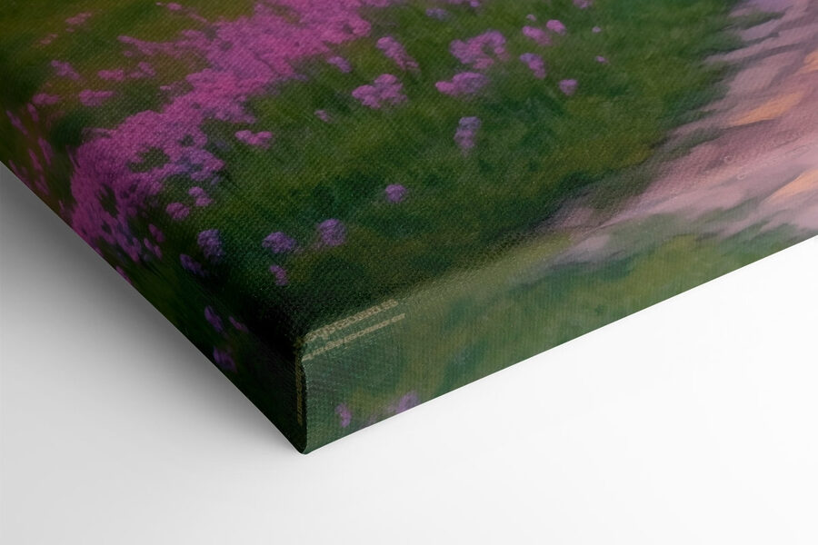Weg durch ein Feld mit lila Blumen