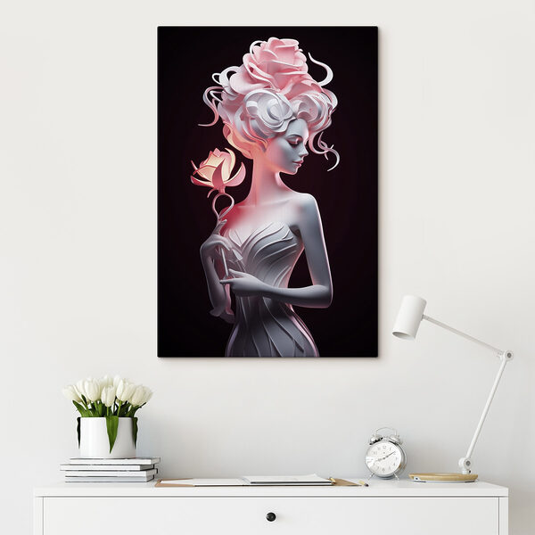 Statue einer Frau, die eine Rose hält Statue einer Frau, die eine Rose hält
